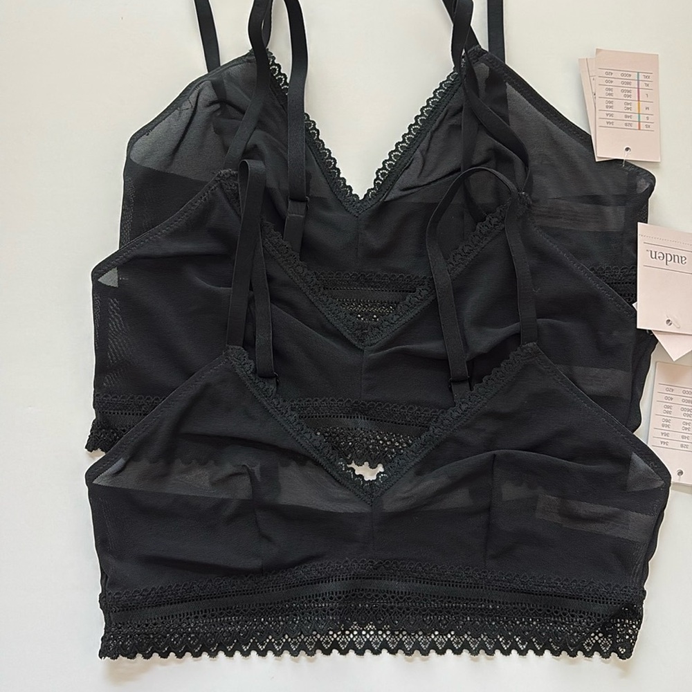 Auden Unlined Black Bralette Bundle sz Small